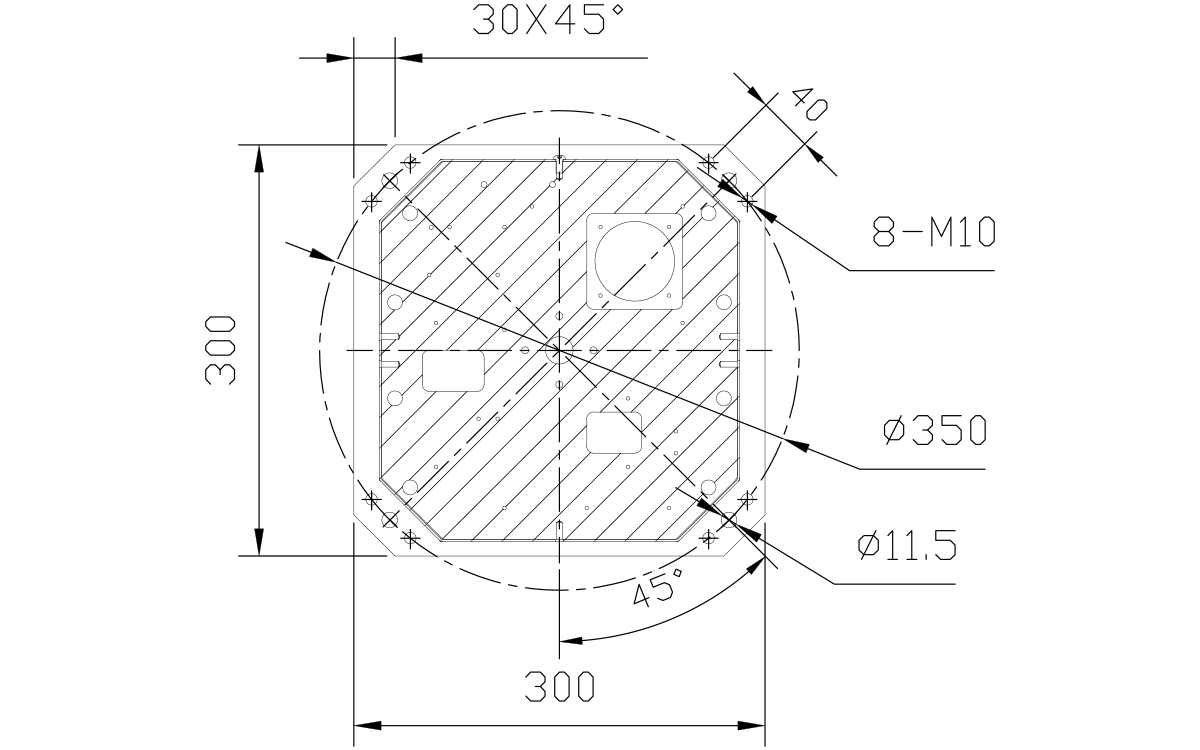 Technische Zeichnung des Lobster185Z340D-T2X0-C Wafer roboters